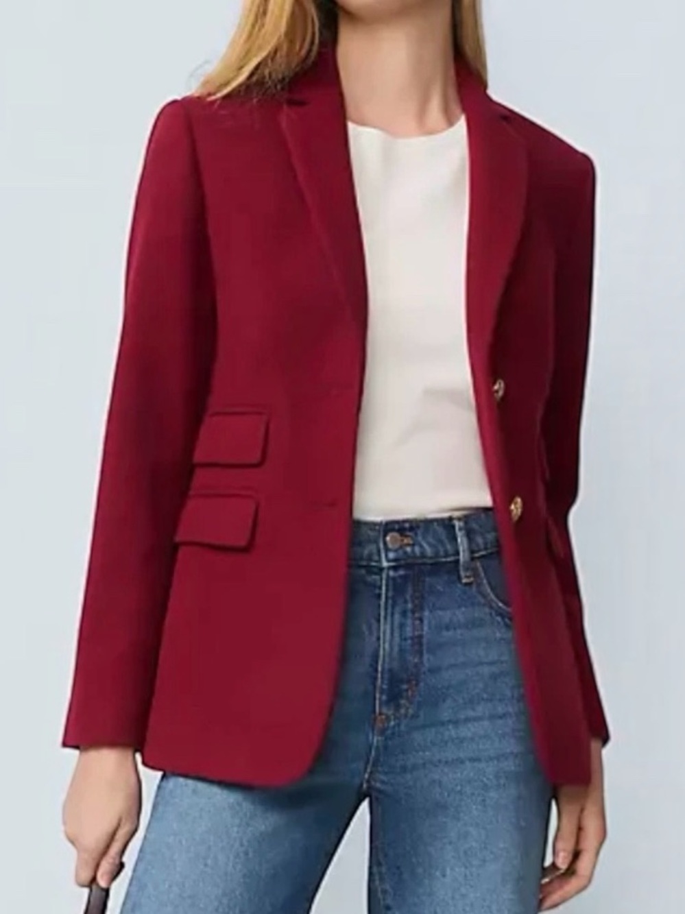 Ann Taylor Greenwich Tailored Textured Blazer in Burgundy Red Women’s Size 2